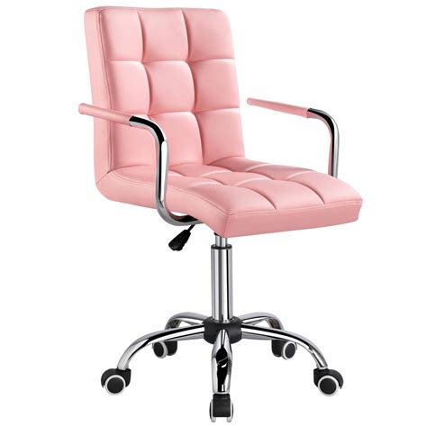 Buy Yaheetech Desk Chairs with Wheels/Armrests Modern PU Leather Office Chair Height Adjustable ...