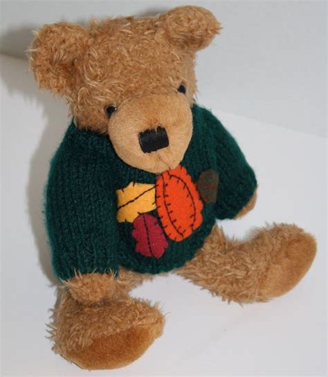 Dan Dee Teddy Bear Autumn Fall Leaves Harvest Sweater Stuffed Plush