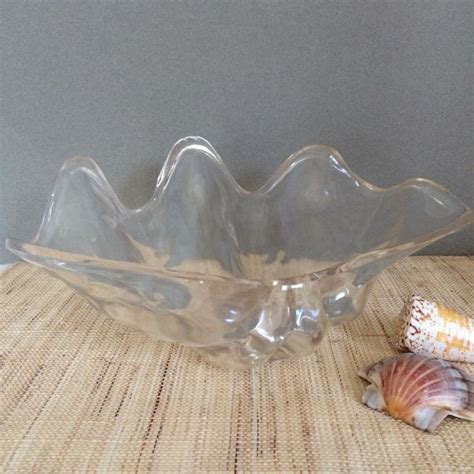 Vintage Acrylic Clamshell Lucite Shell Clam Bowl Serving Bowl