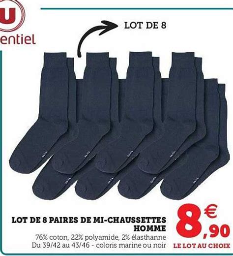 Promo Lot De 8 Paires De Mi Chaussettes Homme Chez Super U ICatalogue Fr