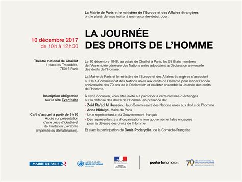 10 DÉCEMBRE 2017 JOURNÉE DES DROITS DE L HOMME AU THÉÂTRE NATIONAL DE