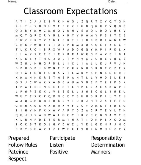 Classroom Expectations Word Search Wordmint