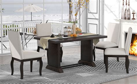 Amazon P Purlove Piece Dining Table Set For Farmhouse Wood