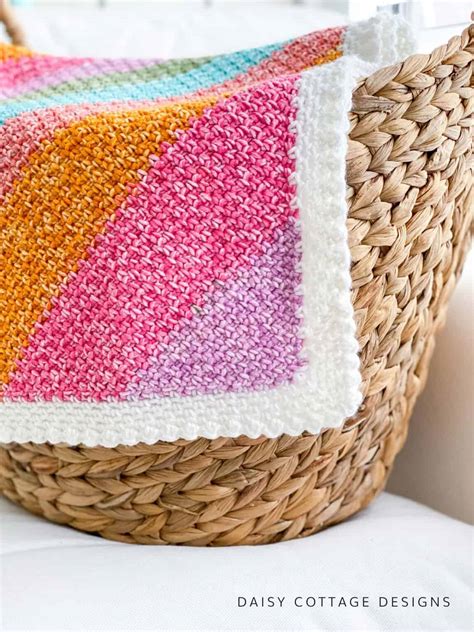 Rainbow Moss Stitch Crochet Blanket Daisy Cottage Designs