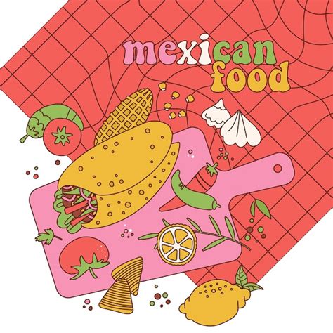 Comida Mexicana Sobre Un Fondo De Mantel A Cuadros Vista Del Proceso De