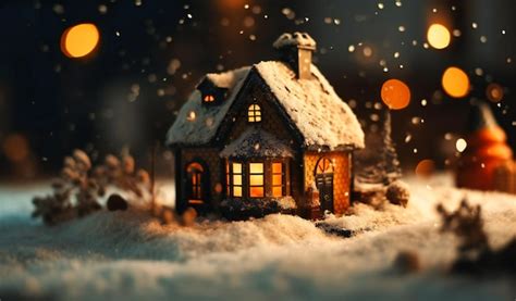 Premium AI Image | christmas house on snow background with snow