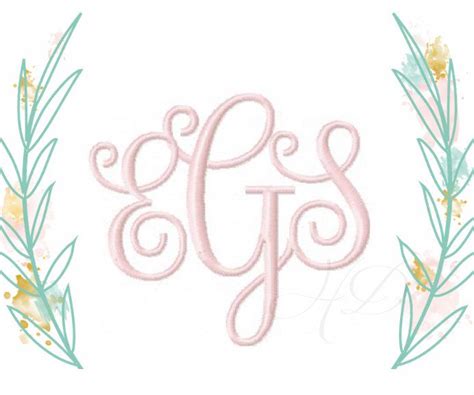 2 And 3 Inch Vine Interlocking Embroidery Font Satin Stitch Scroll Font