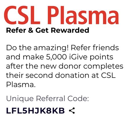BONUS $$ FOR NEW CSL Plasma Donors ONLY!!! Use REFERRAL Code ...