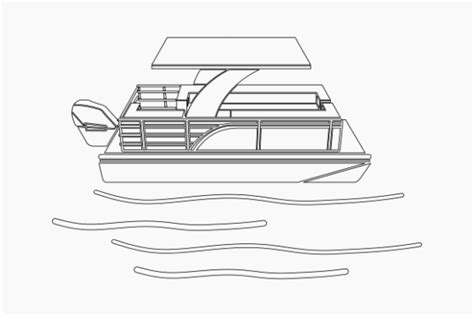 Top Side View Outline Style Pontoon Boat Grafica Di Faqeeh · Creative Fabrica