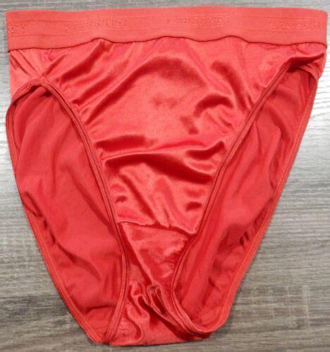NWOT VINTAGE SECOND SKIN SATIN SIGNATURE HI LEG BIKINI PANTIES RED SZ 7 L EBay