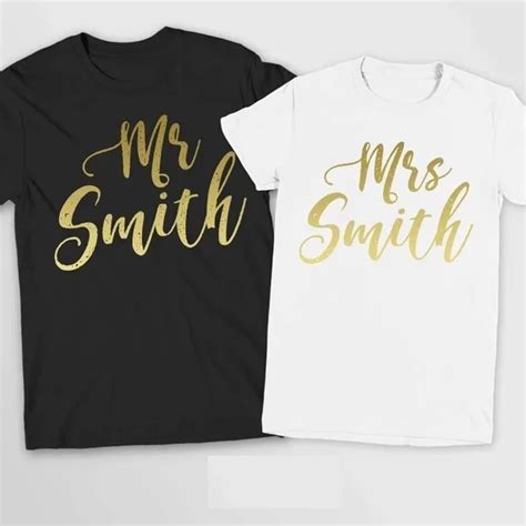 Personalized Name Gold Wedding Mr And Mrs T Shirts Bride Groom T Shirt