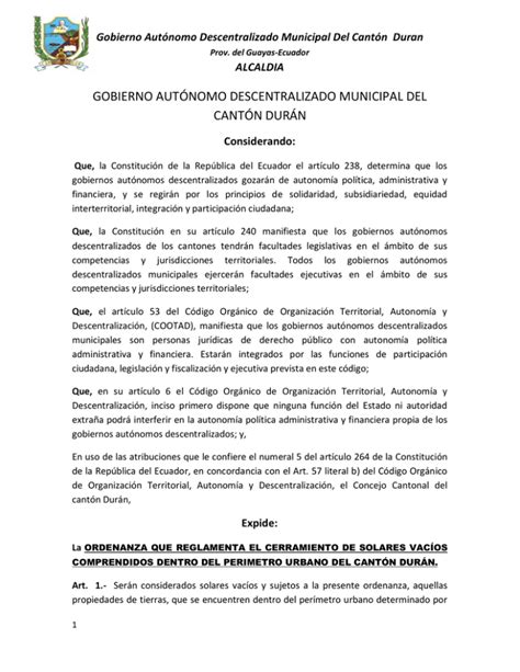 gobierno autónomo descentralizado municipal del cantón durán