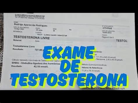 Exame Testosterona Total E Livre Jejum - MEU EXAME DE TESTOSTERONA LIVRE E TOTAL - YouTube