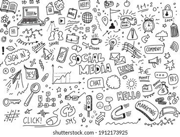 Social Media Hand Drawn Vector Doodles Stock Vector Royalty Free