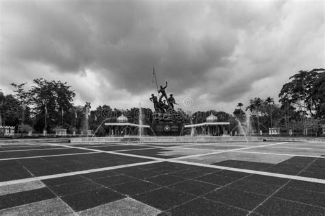 The Malaysian National Monument Or Tugu Negara In Black And White Stock