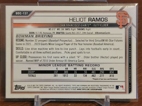 2021 Bowman Draft Chrome Heliot Ramos Rookie Card RC San Francisco