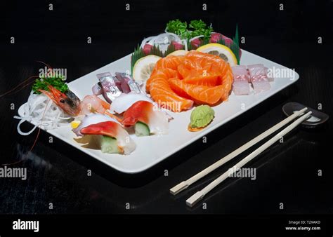 varied dish of Sashimi Stock Photo - Alamy