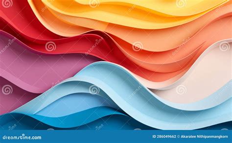 Colorful Paper Waves On White Background Abstract Papercut Design