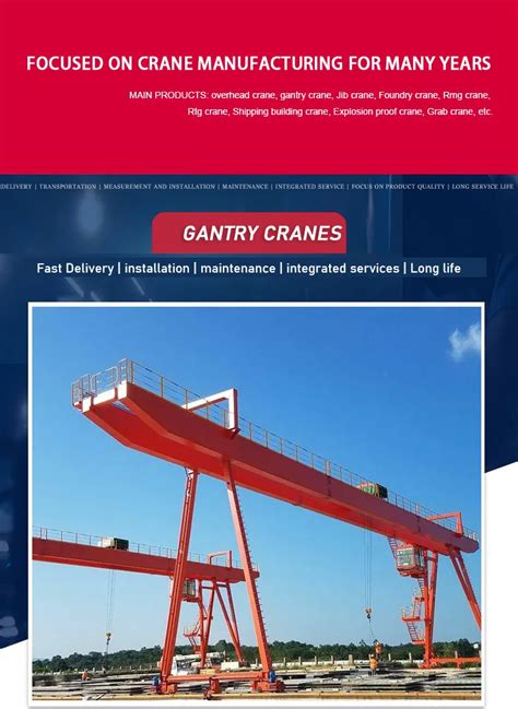 30 Ton 40 Ton Single Beam Mobile Gantry Crane Lifting Equipment