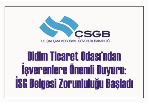 Didim Ticaret Odas Ndan Verenlere Nemli Duyuru Sg Belgesi