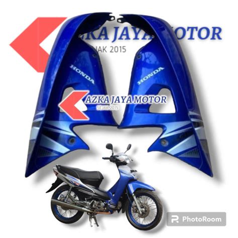 Jual Cover Sayap Luar Dalam Honda Supra Fit New Biru Strip Silver