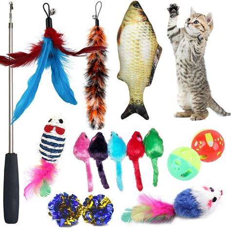 Petimi 15 Pcs Cat Toys Set: Interactive Kitten Toys with Teaser Wand ...