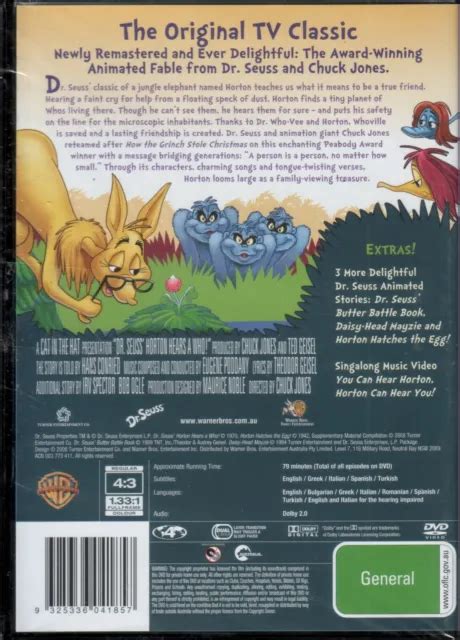 Dr Seuss Horton Hears A Who Original Tv Classic Dvd New Sealed Region