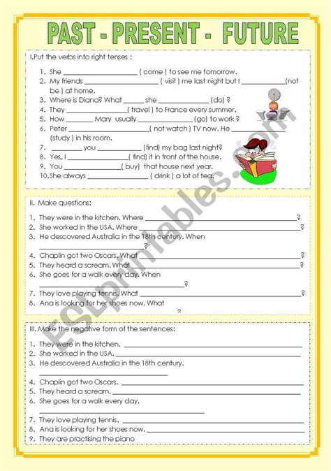 Present Past Future Esl Worksheet By Bare Worksheets Library