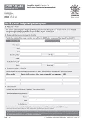 Fillable Online Osr Qld Gov Notification Of Designated Group Employer