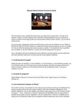 Algunas Observaciones Al Juicio De Jes S Pdf