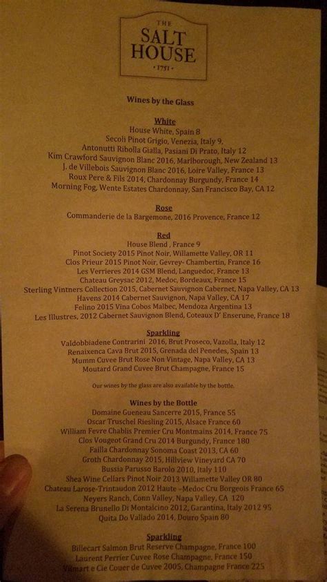 Menu At The Salt House Pub And Bar New Hope