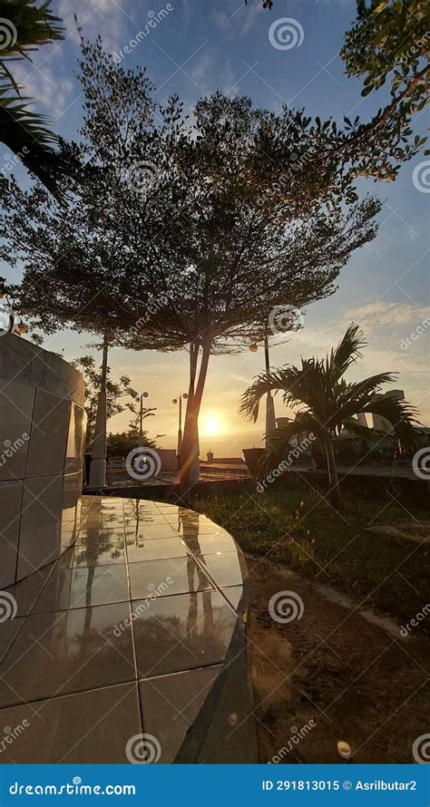 Sunset at the Park with Beautiful Sky and Trees Stock Image - Image of ...