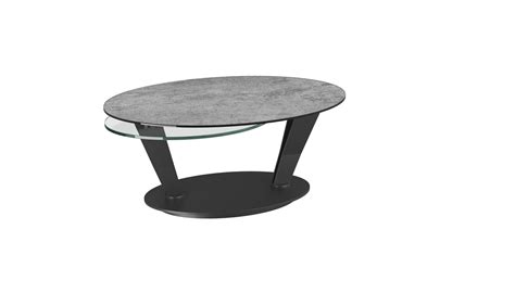 OVALIA OCTANE Table basse 2 plateaux pivotants verre et céramique ou 2