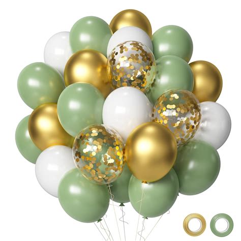 Buy Sage Green Gold White Party Balloons 50pcs Sage Green And Gold Confetti Party Balloons For