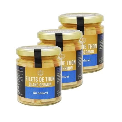 Agidra Lot 3x Filets De Thon Blanc Germon Au Naturel Pot 250g