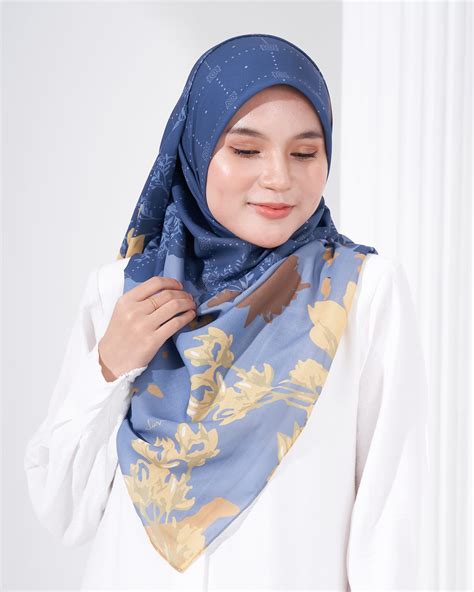 Tudung Bawal Cotton Voile Aidilfitri Blue Brownies Kualiti Designer