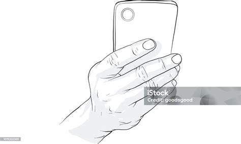 Hand Holding Mobile Phone Vector Stock Illustration Download Image