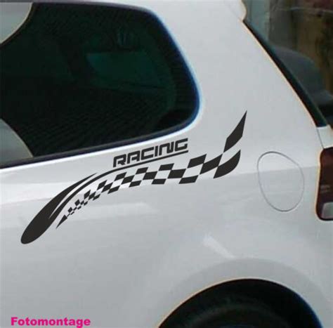 Karo Flagge Autoaufkleber XL Dekor Streifen Sticker Aufkleber Racing