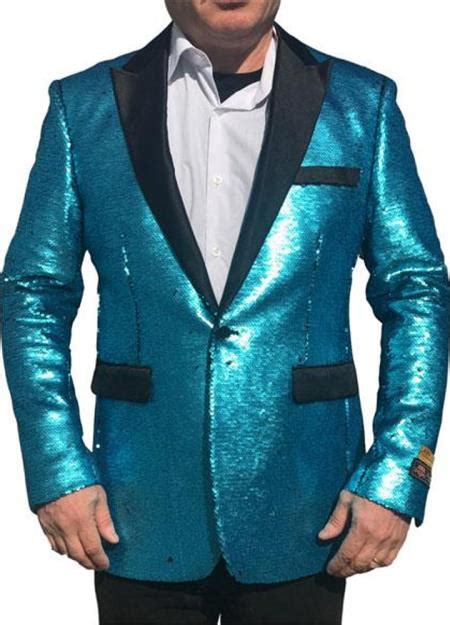 Mens Turquoise Blue Tiffany Blue Shiny Sequin Tuxedo