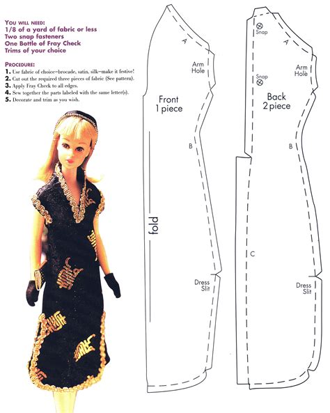 Free Barbie Dress Pattern Helen S Doll Saga Barbie Clothes Patterns