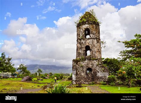 Only The Bell Tower Remains Of The Cagsawa Church Buried By The 1814