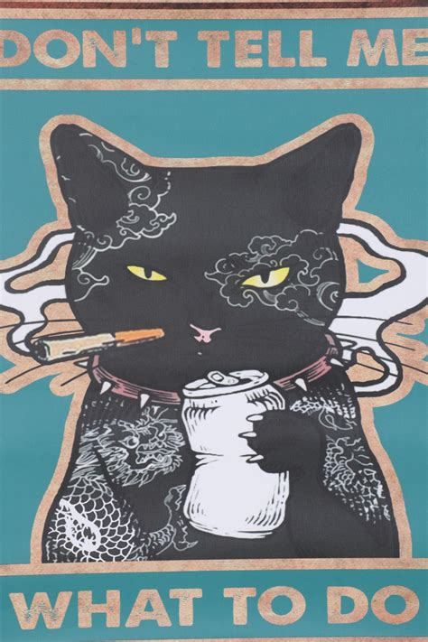 Giclée Of Tattooed Smoking Black Cat 21st Century Ebth