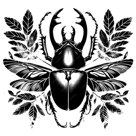 Premium Vector | Free vector black and white of a beetle with a white