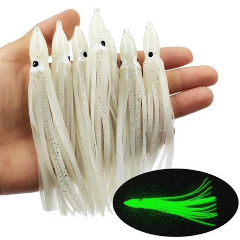 20 Pieces Luminous Squid Skirts Soft Lure Pesca 5cm 9cm 11cm Night