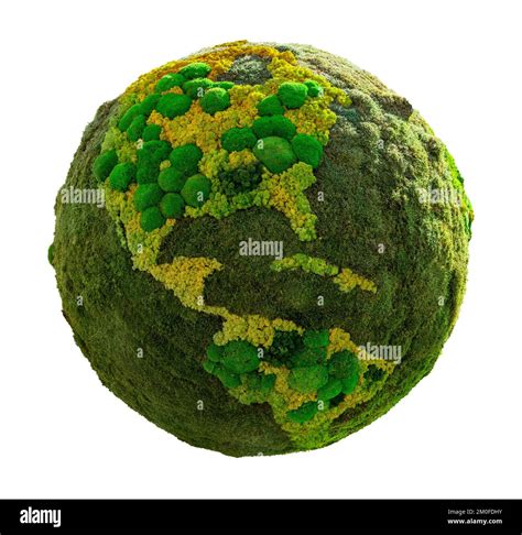 Planeta Tierra verde del musgo Símbolo del desarrollo sostenible y de