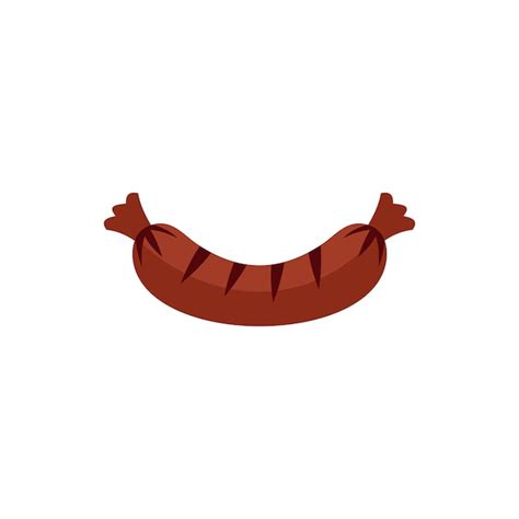 Premium Vector Grilled Sausage Icon In Flat Style On A White Background