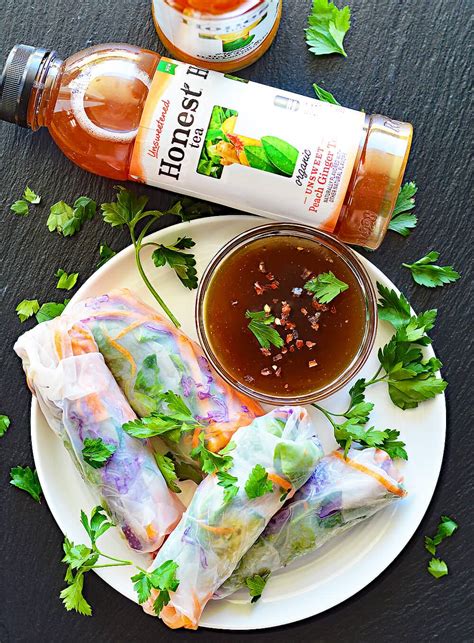 Vegetable Spring Rolls With Peach Ginger Dipping Sauce Theveglife