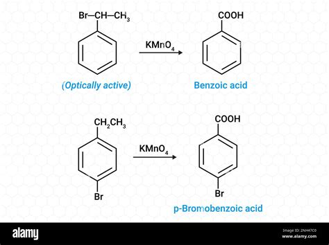 Chemical Reaction Of Benzoic Acid And P Bromobenzoic Acid Stock Vector