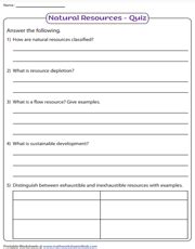 Natural Resources Worksheets