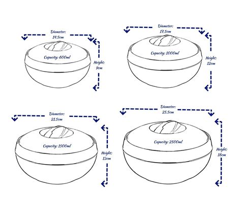 4PC Hot Pot Food Warmer Serving Insulated Thermal Casserole Storage White Blue